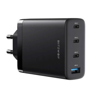 Ładowarka Sieciowa Blitzwolf Bw-S23, 3X Usb-C, Usb-A, Gan, 100W (Czarna)