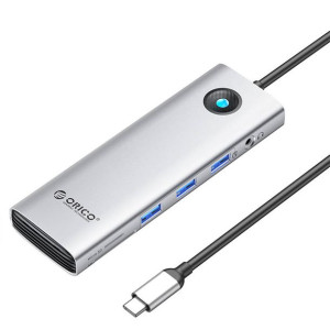Stacja Dokująca Hub 10W1 Orico Usb-C, Hdmi, 3Xusb, Sd/Tf, Audio (Srebrna)