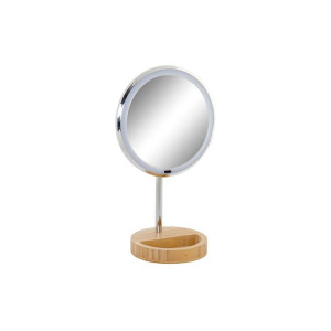 Lusterko Powiększające z LED DKD Home Decor Srebrzysty 20 x 14 x 34 cm