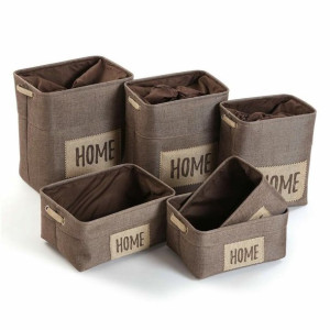 zestaw koszyków Versa Home Brązowy Materiałowy (30 x 40 x 45 cm) (6 Części)