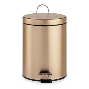Kosz na Śmieci z Pedałem Złoty Metal Plastikowy 5 L (20,5 x 27,5 x 26,5 cm)
