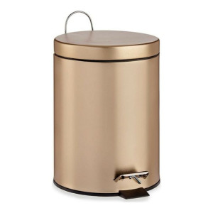 Kosz na Śmieci z Pedałem Złoty Metal Plastikowy 3 L (17 x 25,8 x 22,5 cm)