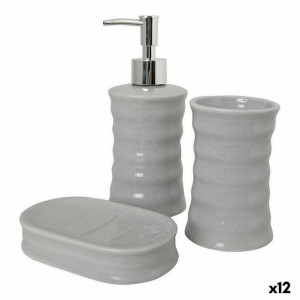 Zestaw do Kąpieli Fale Ceramika Szary Metal (12 Sztuk)