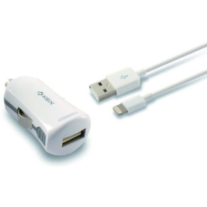 Ładowarka samochodowa + kabel świetlny MIFI KSIX 2.4 A Biały