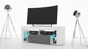 Komoda Rtv Hugo 140 White / Grey Z Led