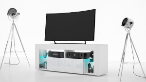 Komoda RTV HUGO 140 WHITE z LED