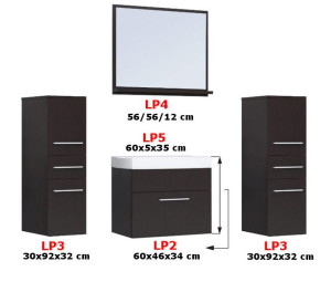 Meble łazienkowe LUPO MINI Wenge / Biały laminat