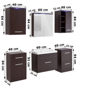 Meble łazienkowe MEGI Wenge / Wenge laminat
