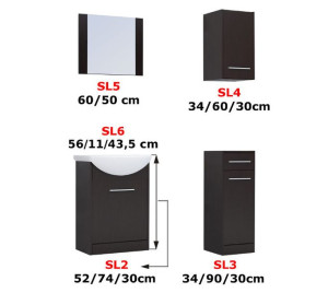 Meble łazienkowe NICO Wenge / Biały laminat