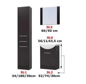 Meble łazienkowe NICO LONG Wenge / Biały laminat