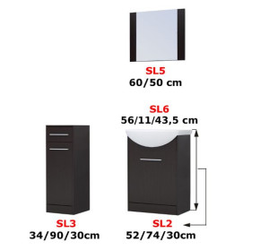Meble łazienkowe NICO MINI Wenge / Biały laminat
