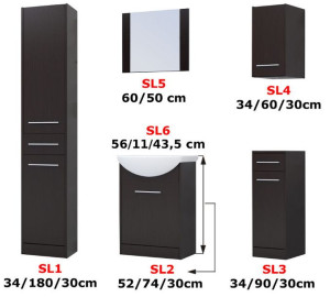 Meble łazienkowe SLIM Biały / Biały laminat