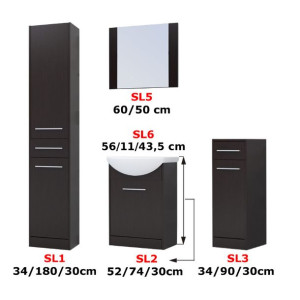 Meble łazienkowe SLIM MINI Wenge / Biały laminat