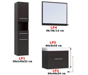 Meble lazienkowe TIPO Wenge / Wenge laminat