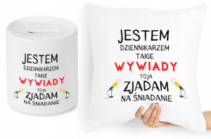 Dla Dziennikarza Zestaw Poduszka + Skarbonka