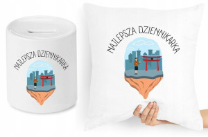 Dla Dziennikarza Zestaw Poduszka + Skarbonka