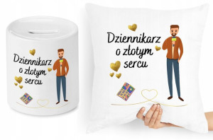 Dla Dziennikarza Zestaw Poduszka + Skarbonka
