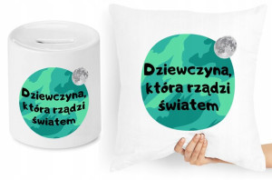 Dla Dziewczyny Zestaw Poduszka + Skarbonka Prezent