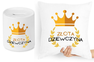 Dla Dziewczyny Zestaw Poduszka + Skarbonka Prezent