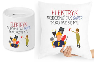 Dla Elektryka Zestaw Poduszka + Skarbonka Prezent