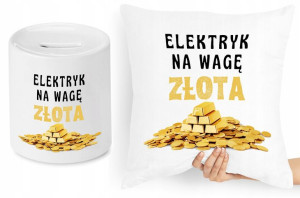 Dla Elektryka Zestaw Poduszka + Skarbonka Prezent