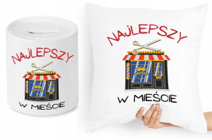 Dla Fryzjera Fryzjerki Zestaw Poduszka + Skarbonka