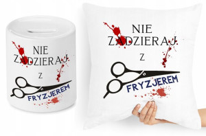 Dla Fryzjera Fryzjerki Zestaw Poduszka + Skarbonka