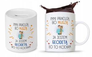 Dla Geodety Na Prezent Zestaw Kubek + Skarbonka