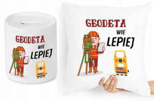 Dla Geodety Zestaw Poduszka + Skarbonka Prezent