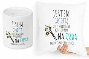 Dla Geodety Zestaw Poduszka + Skarbonka Prezent