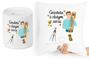Dla Geodety Zestaw Poduszka + Skarbonka Prezent