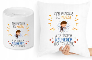 Dla Kelnera Zestaw Poduszka + Skarbonka Prezent