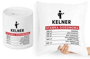 Dla Kelnera Zestaw Poduszka + Skarbonka Prezent