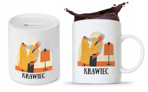 Dla Krawca Krawcowej Zestaw Kubek + Skarbonka