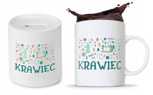 Dla Krawca Krawcowej Zestaw Kubek + Skarbonka