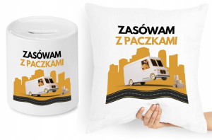 Dla Kuriera Zestaw Poduszka + Skarbonka Prezent