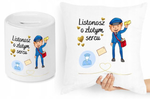 Dla Listonosza Zestaw Poduszka + Skarbonka