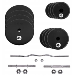 4ma Zestaw Obciążeń Stalowych 80 Kg + 2 X Gryf