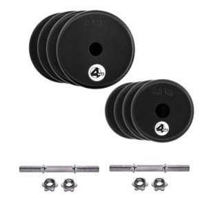 4ma Zestaw: Obciążenia 4 X 2,5kg+ 4 X 5kg+gryf Prosty 2.5kg X2