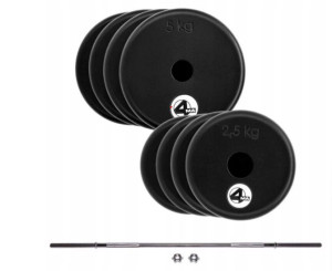 4ma Zestaw: Obciążenia 30 Kg 8w1 + Gryf Prosty 6.75kg
