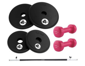 4MA Zestaw obciążeń 2x2,5 kg 2x5kg +gryf+ciężarki