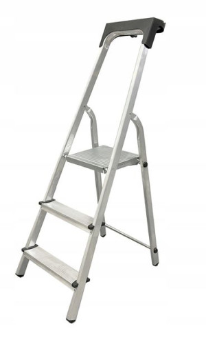 Drabina Aluminiowa 3 Stopniowa Mocna +półka 125 Kg