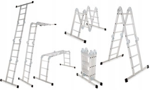 Drabina aluminiowa przegubowa wielofunkcyjna 4x3 + podest 150 kg