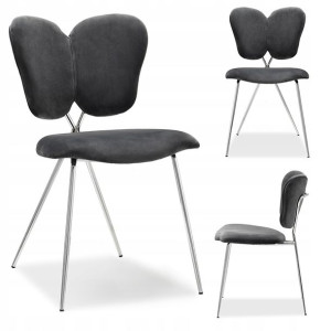 Designerskie Krzesło Do Salonu Wings Grafit Vel Chrom