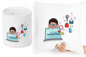 Dla Marketingowca Zestaw Poduszka + Skarbonka