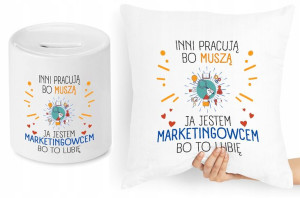 Dla Marketingowca Zestaw Poduszka + Skarbonka
