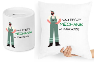 Dla Mechanika Zestaw Poduszka + Skarbonka Prezent