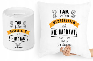 Dla Mechanika Zestaw Poduszka + Skarbonka Prezent