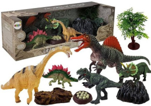 Dinozaury Zestaw Figurek 5 Sztuk Z Akcesoriami, Kamienie, Drzewko