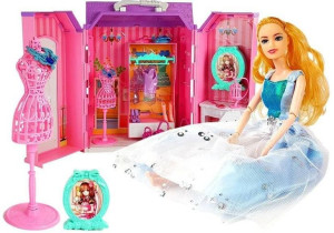 Domek Dla Lalek Garderoba Szafa Lusterko Na Baterie W Walizce